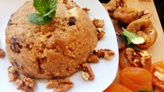 kuruyemişli irmik helvasi Semolina Halva recipe  Mutlu Turk Mutfagi  Happy Turkish Kitchen [upl. by Airdnoed653]