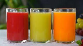 3 Easy amp Healthy fresh juice Recipe by Tiffin Box  Orange juice Apple Juice Mixed fruit juice [upl. by Silma]