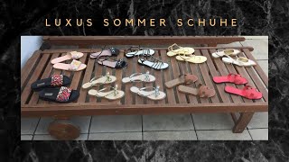 Meine Luxus Designer Sommer Schuh Sammlung Teil 2 Hermes Chanel Valentino LV GUCCI [upl. by Brill540]