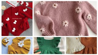 charming and stylish crochet hand Knitting baby crochet winter wear swater design 2023 [upl. by Tripp]