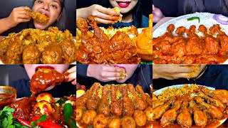 ASMR EATING SPICY CHICKEN BIRYANI CHICKEN CURRY EGGS  BEST INDIAN FOOD MUKBANG Foodie India [upl. by Neslund947]