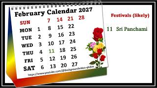 February Calendar 2027 februarycalender2027 [upl. by Aneer]