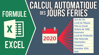 EXCEL  CALCUL AUTOMATIQUE DES JOURS FÉRIÉS EN FONCTION DE LANNÉE SAISIE [upl. by Nylyram]