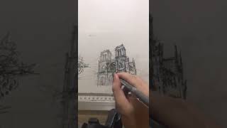 Vẽ Nhà thờ Đức Bà Paris  Notre dame Cathedral Paris Architecture Drawing Tutorials [upl. by Ocnarfnaig]