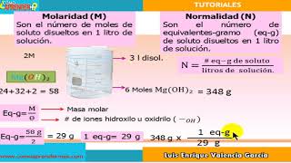 Relación entre normalidad y molaridad de soluciones químicas [upl. by Eardnoed913]