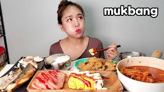 🔥실비김치찌개🔥공깃밥들기름김치볶음계란말이스팸고등어구이 먹방Korean Food Spicy KimchijjigaeHomemadefood Mukbang eating show [upl. by Nylodnew]