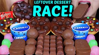 ASMR LEFTOVER DESSERT RACE MALTESERS CHOCOLATE DONUT OREO ICE CREAM CUPS MILKA OREO BALLS KINDER [upl. by Hsac116]