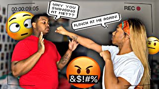 FLINCHING AT MY GIRLFRIEND PRANK We almost fought Bad Idea [upl. by Anail]