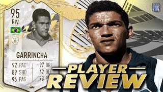 95 PRIME ICON MOMENTS GARRINCHA PLAYER REVIEW SBC PLAYER FIFA 22 ULTIMATE TEAM [upl. by Yirinec]