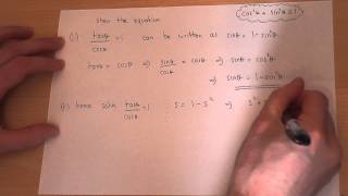 Trigonometric identities  solving equations with sinx cos and tanx [upl. by Aida]