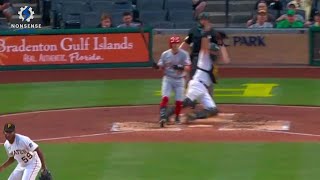 Pirates Catcher Austin Hedges Airmails Throw to Second Sells Batters Interference [upl. by Mathe]