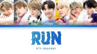 BTS 방탄소년단  RUN Color Coded LyricsHanRomEng가사 [upl. by Kokaras]