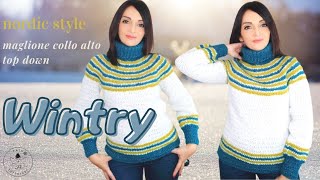 TUTORIAL Wintry maglione top down a collo alto [upl. by Linet]