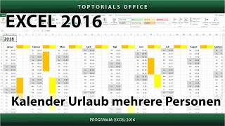 Kalender  Urlaub für mehrere Personen markieren  Download Excel [upl. by Eisinger]