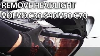 How to remove headlights in Volvo C30 S40 V50 C70 light bulb change [upl. by Llenaj]