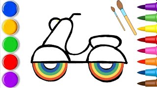 SCOOTER drawing and painting step by step for kids [upl. by Christen]