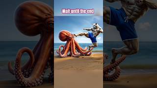 Cat saves daughter life from Octopus cat kitten catlover catshorts cattales catstoys ai cute [upl. by Ahcurb]