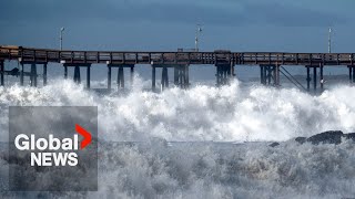 Massive waves batter coast of California experts warn worst is yet to come [upl. by Roosnam989]