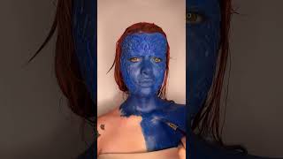 MYSTIQUE COSPLAY MAKEUP 💙 halloween mystique mystiquemakeup mystiquecosplay [upl. by Aititel]