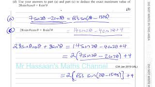 EDEXCEL IAL C34 JAN 2019 Q1d Trig Identities [upl. by Helfand979]