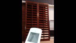 Motorized wood plantation shutters [upl. by Slotnick]