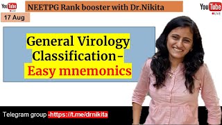 Easy mnemonics General Virology Classification Microbiology mnemonicsCrack NEETPG in 30 days [upl. by Yadnus]