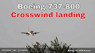 Boeing 737 crosswind landing  30 Knots crosswind approach and landing  Hard Crosswind landing [upl. by Ayirp402]