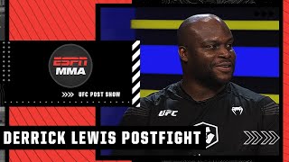 Derrick Lewis discusses his KO win at UFCVegas45 throwing his cup into the stands  UFC Post Show [upl. by Sisi]