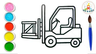 Drawing amp Coloring Forklift  How to Draw Industrial Trucklift truck  Learning Video for Kids [upl. by Freeman517]