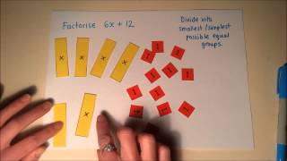 Factorising factoring simple expressions with algebra tiles  Demo [upl. by Zeuqram860]