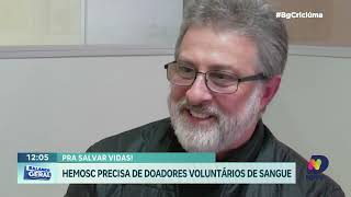 Doação de sangue Hemosc pede ajuda e destaca doador recordista [upl. by Guillermo]