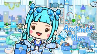 Miga World AESTHETIC ALL BLUE 💙 👗DECORATIONS  Miga town tocaboca [upl. by Kelcey]