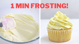 Silky BUTTERCREAM icing in 1 MINUTE │ Frosting recipe for cupcake PIPING amp cakes [upl. by Avi]