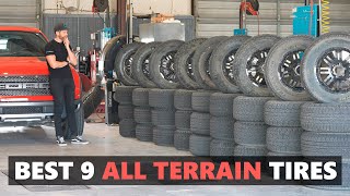 The BEST 9 All Terrain AT Tires Tested Conti vs BFGoodrich vs Firestone vs Toyo vs Nitto  More [upl. by Beltran]