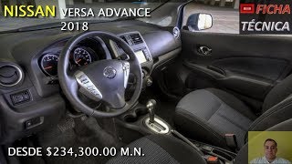 NISSAN VERSA ADVANCE 2018 FICHA TECNICA [upl. by Sybyl697]