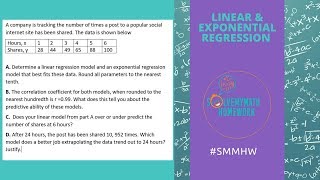 Linear and Exponential Regression Word Problem [upl. by Pasco]