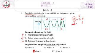 10Sınıf MEB Fizik Kazanım Kavrama Testi13 Dalgalar3 20192020 [upl. by Wilkinson364]