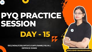 PYQs Practice Series  DAY 15  PYQs  CDS  NDA  AFCAT  SSC  TA  Bank  CDS 1 2024  NDA 1 2024 [upl. by Inol]