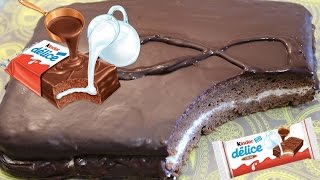 كيكة كندر ديليس بالحجم عائلي Gâteau façon kinder Délice XXL [upl. by Annoet725]