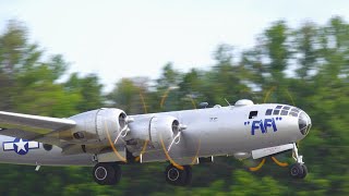 Boeing B29 quotFifiquot Closeup Takeoff overhead break and landing 4K Video [upl. by Eeldarb]