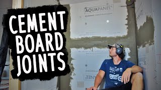 Taping Cement Board Joints  Step By Step Tutorial  Knauf Aquapanel scrim amp tile adhesive [upl. by Arreik]