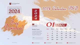 2024 New Year Calendar New Desion PSD  Free Download  K Graphics [upl. by Anairt]