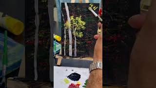 Birches Trees Painting  Easy way Acrylic painting for Beginners [upl. by Ativ]