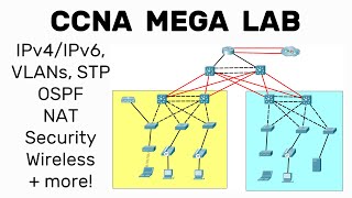 Complete Network Configuration  CCNA Mega Lab  OSPF VLANs STP DHCP Security Wireless  more [upl. by Gorski]