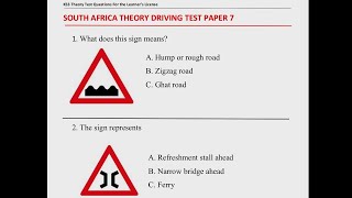 2024 K53 Learners Test South Africa Question and Answer  Lesson 7 [upl. by Vernier38]