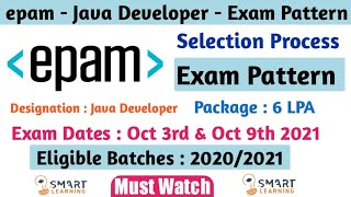 Epam Latest Exam Pattern For Java Developer  epam Selection Process 2021  Smart Learning [upl. by Zetnwahs460]