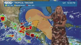 Saturday 10pm Tropical Update Development in Western Caribbean to drift to Gulf of Mexico [upl. by Elkcim]