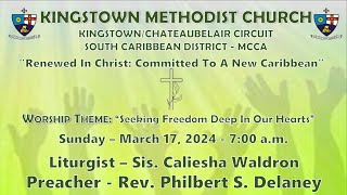 Kingstown Methodist Church Morning Worship Service Sunday March 17th 2024 at 700am [upl. by Anitsua]