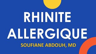 TRAITEMENT DE LA RHINITE ALLERGIQUE [upl. by Akenehs]