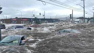 2 minutes ago in Canada unprecedented flooding hit Toronto and Mississauga [upl. by Adoh967]